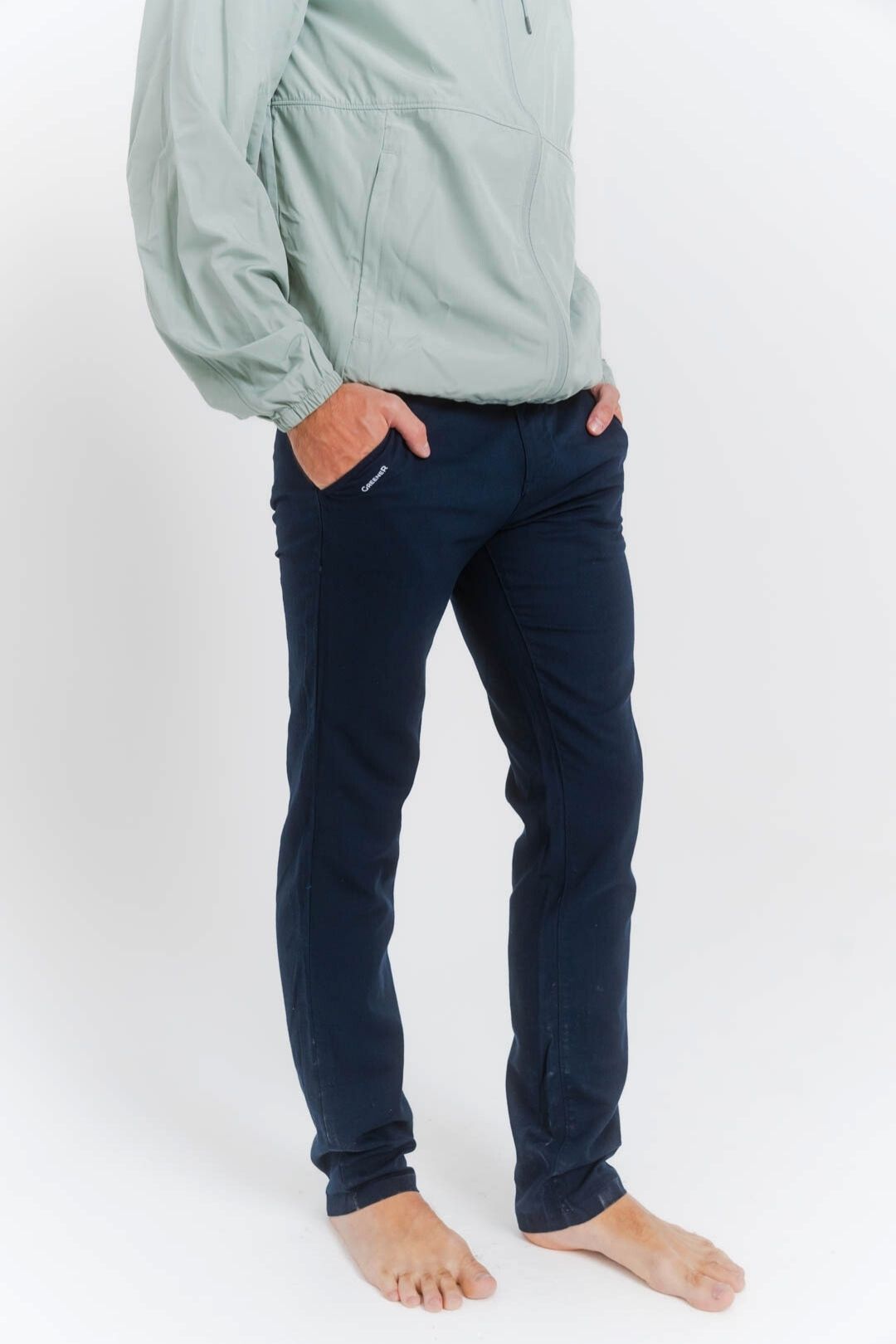 Pantalon en lin coupe régulière - Bleu Marine