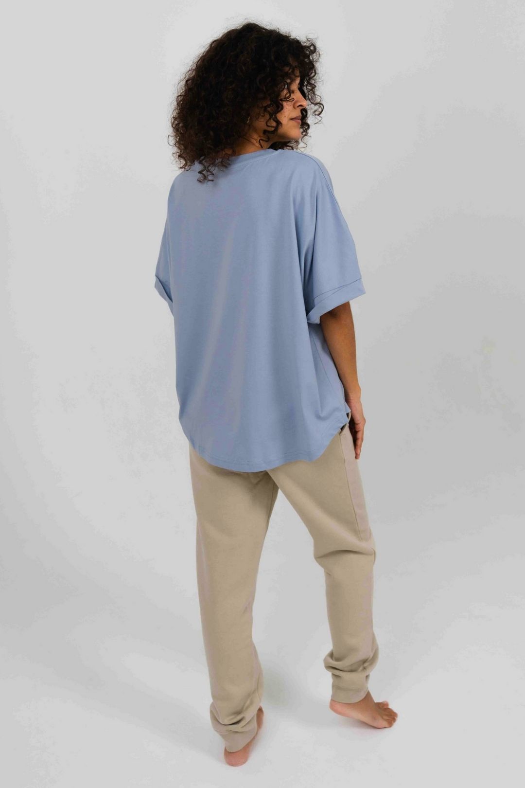 T-shirt oversize à manches chauve-souris - Bleu Brume