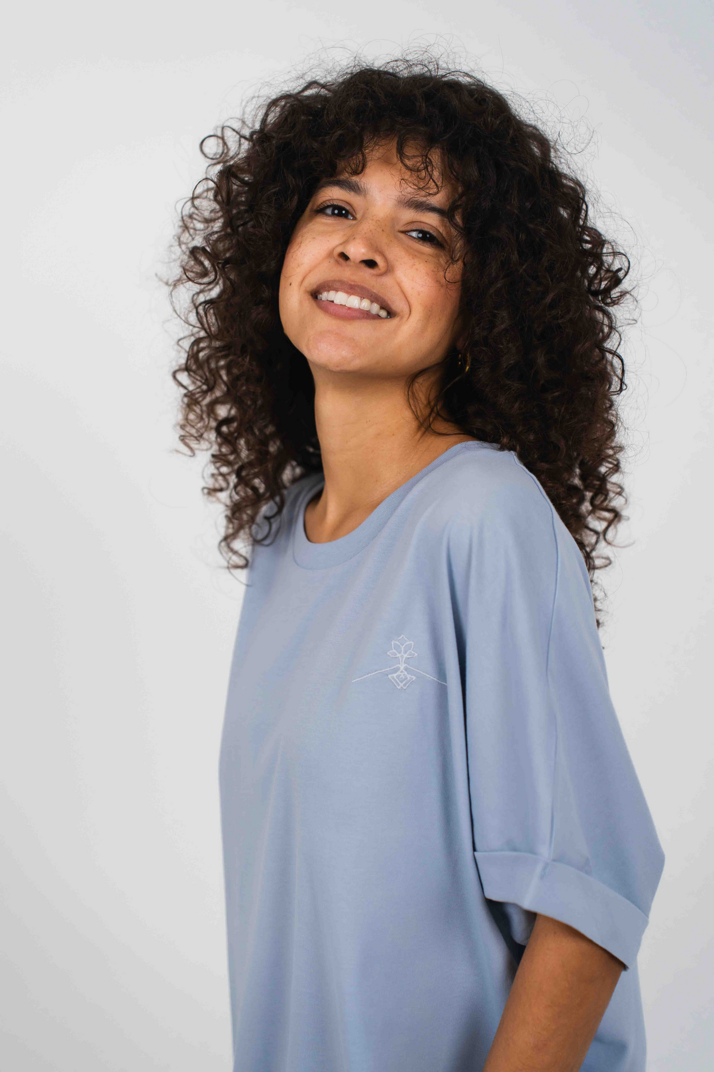 Oversized batwing sleeve t-shirt - Mist Blue