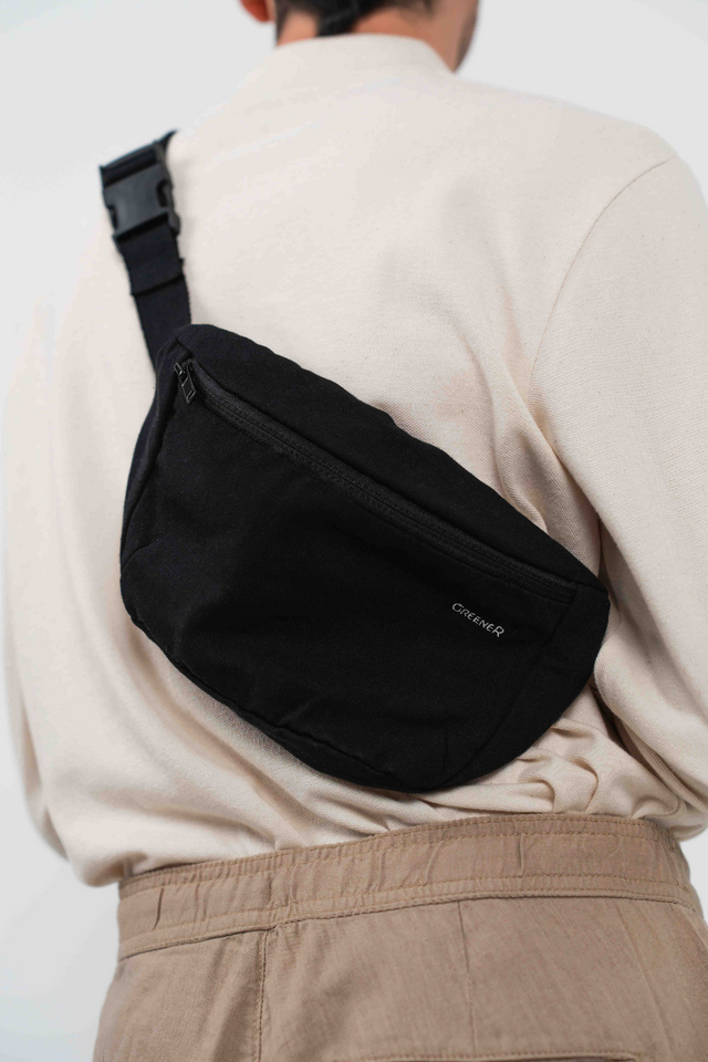 Sac banane durable avec poche intérieure - Noir