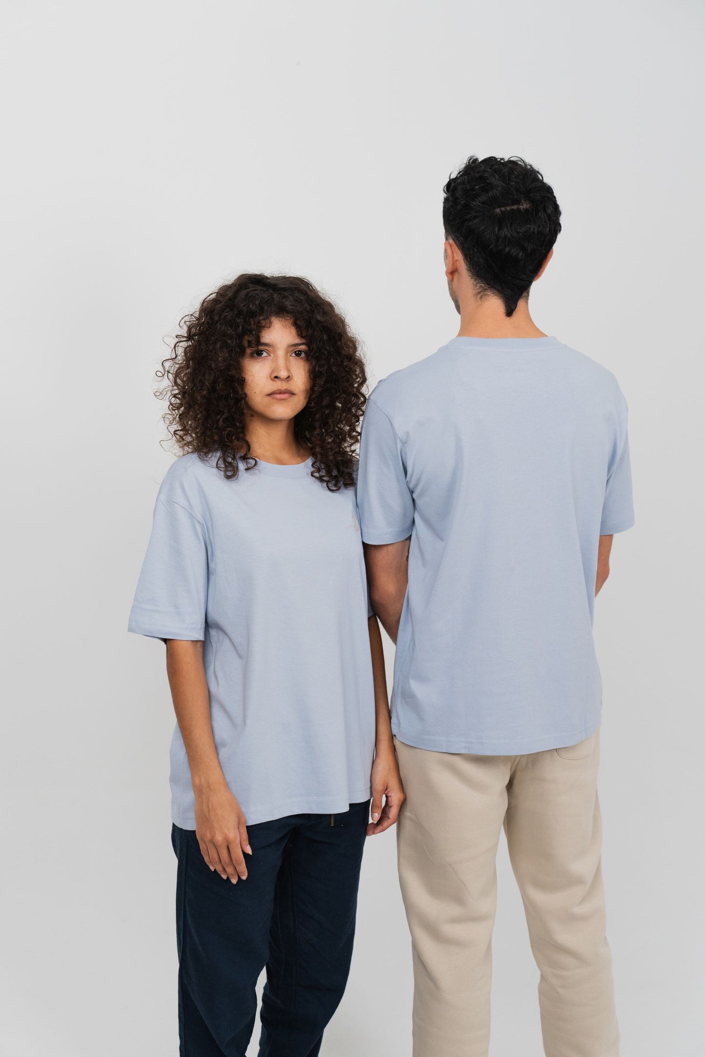 Oversized 100% organic cotton T-shirt - Blue Mist