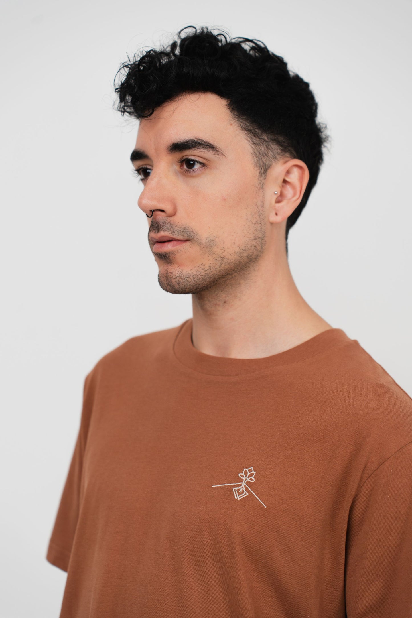 Oversized 100% organic cotton T-shirt - Caramel