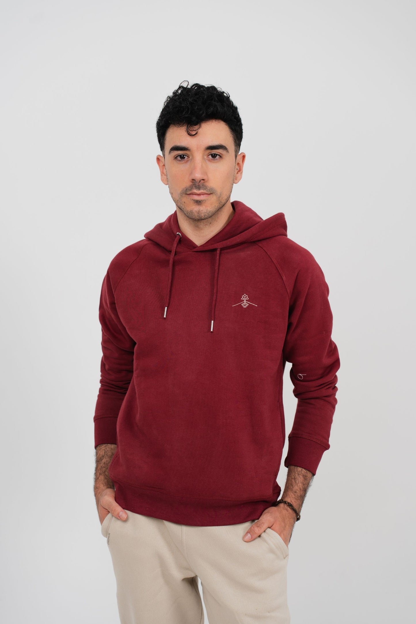 Sudadera capucha regular fit - Burdeos