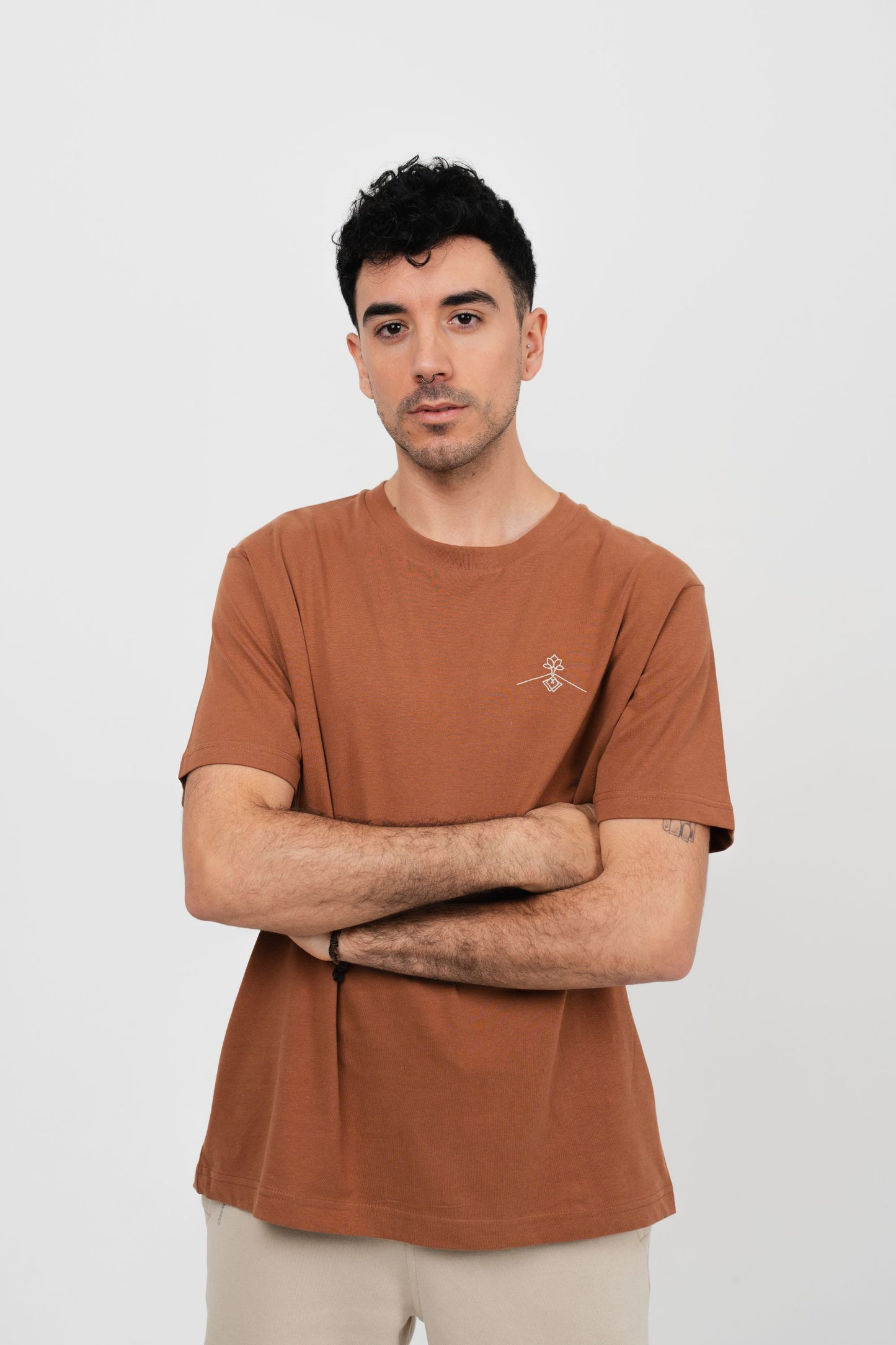 Oversized 100% organic cotton T-shirt - Caramel