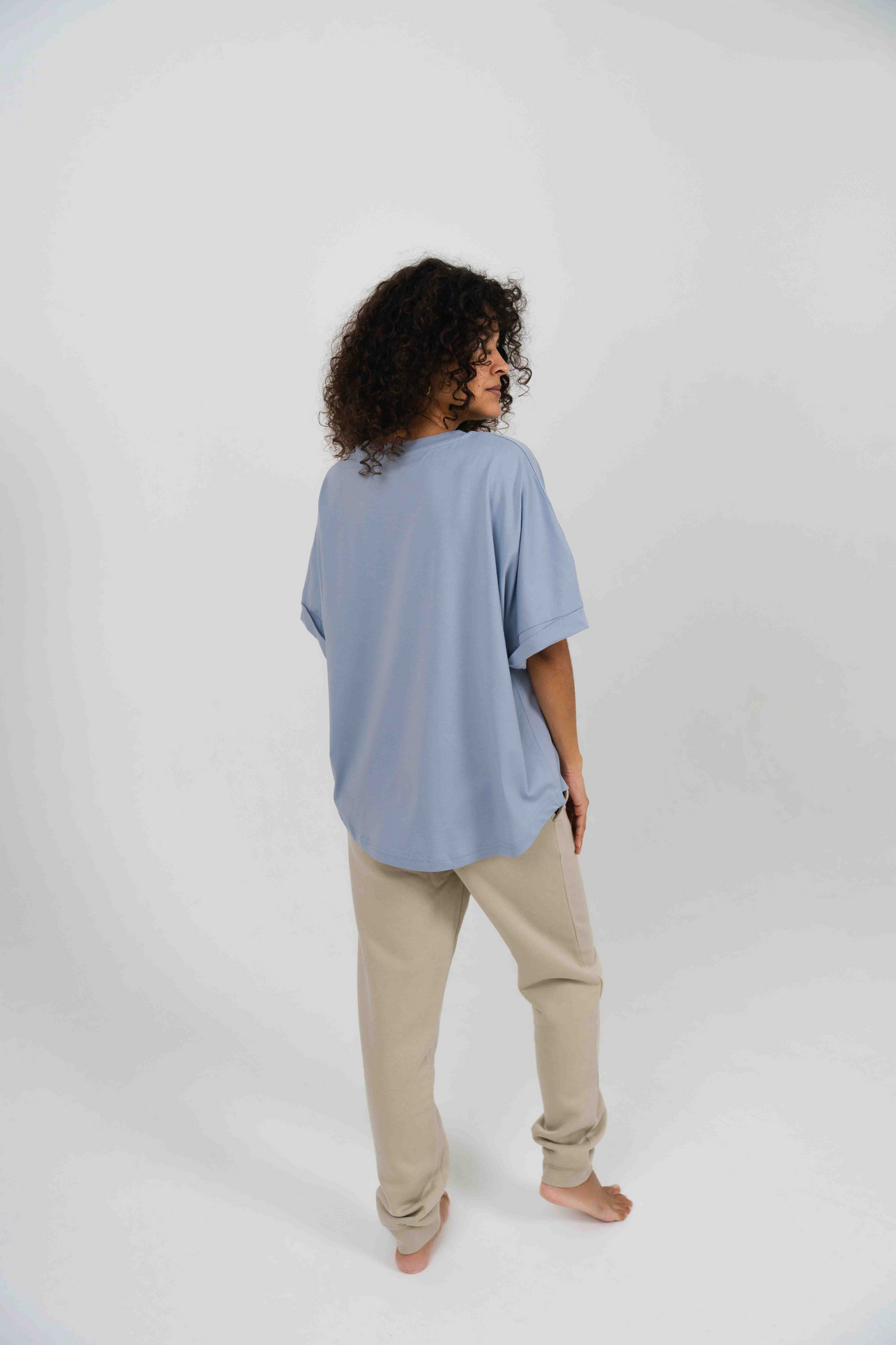 Oversized batwing sleeve t-shirt - Mist Blue