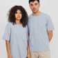 Oversized 100% organic cotton T-shirt - Blue Mist