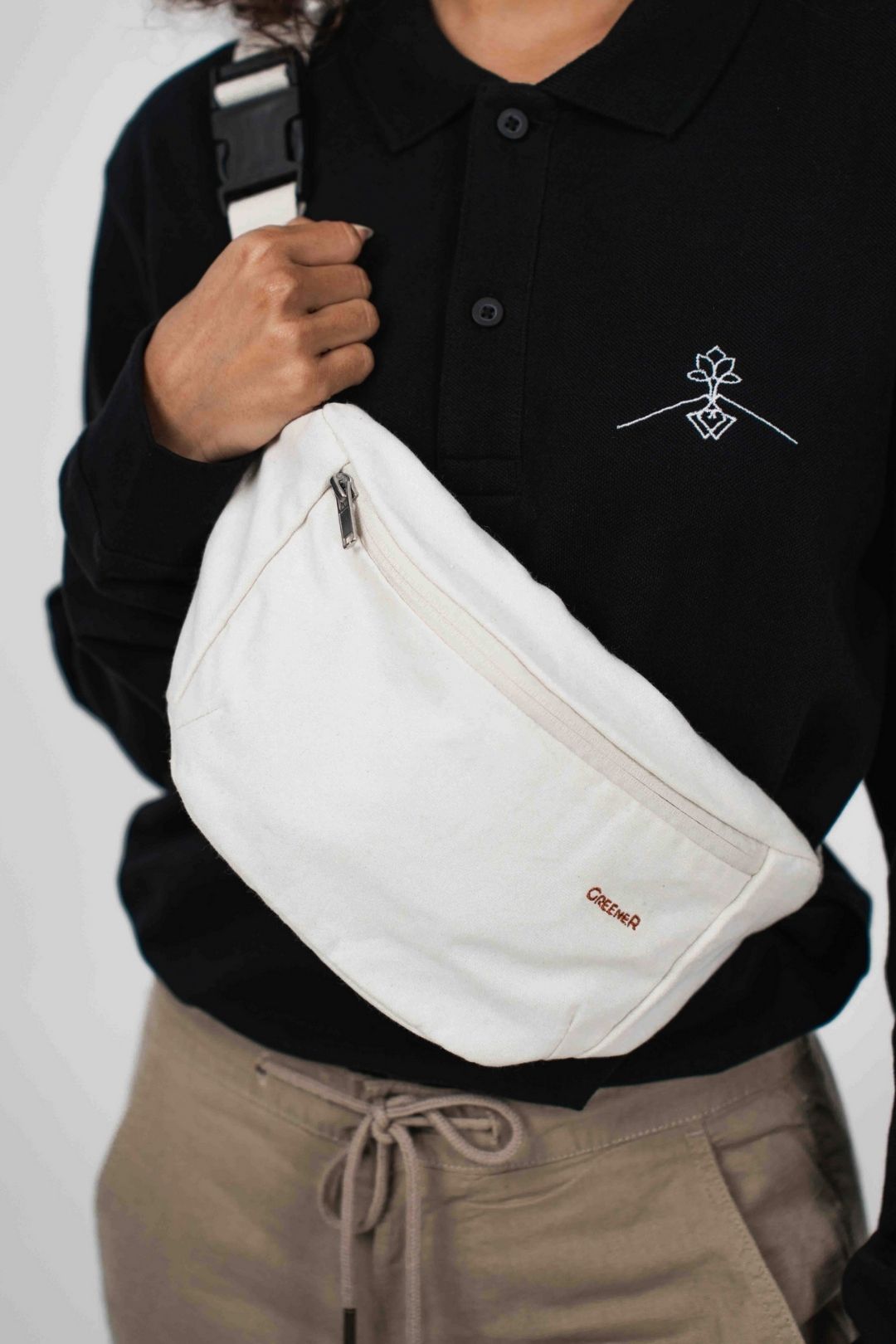 Sac banane durable avec poche intérieure - Naturel