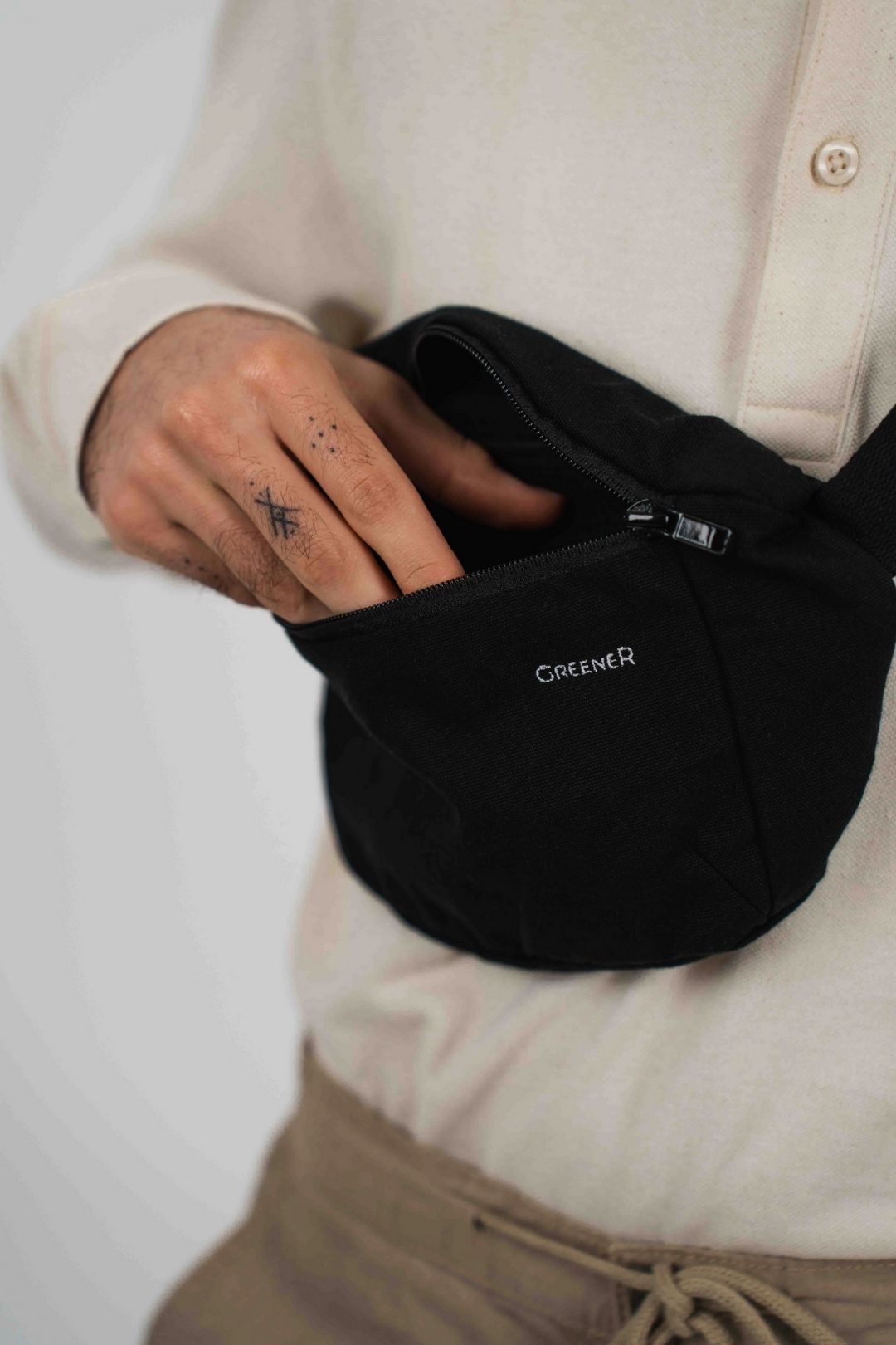 Sac banane durable avec poche intérieure - Noir