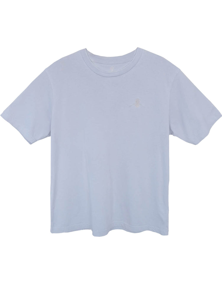 Oversized 100% organic cotton T-shirt - Blue Mist