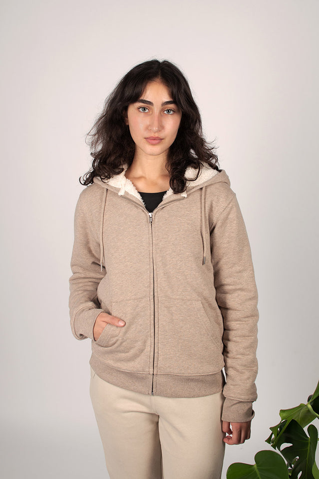 Veste Sherpa à capuche - Walnut Marble