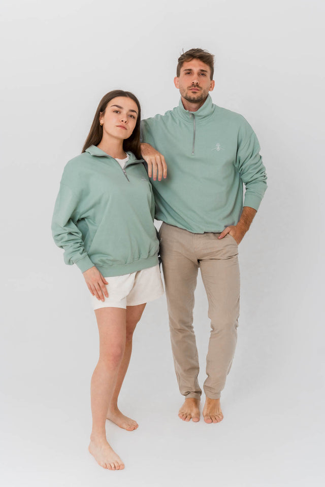 Sudadera cuello cremallera 100% algodón orgánico - Aloe