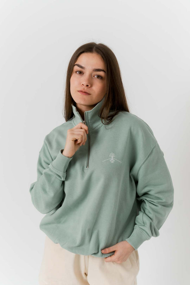 Sudadera cuello cremallera 100% algodón orgánico - Aloe