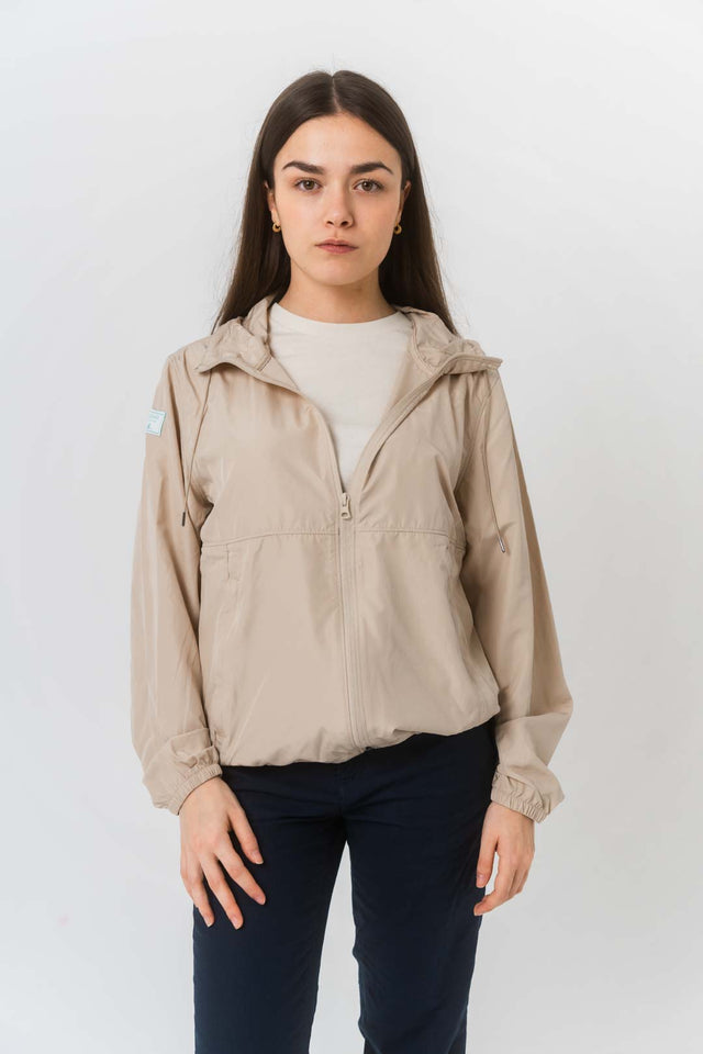 Cortavientos ligero reciclado capucha - Beige