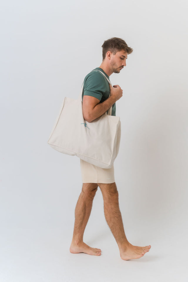 Grand sac en toile recyclée - Naturel