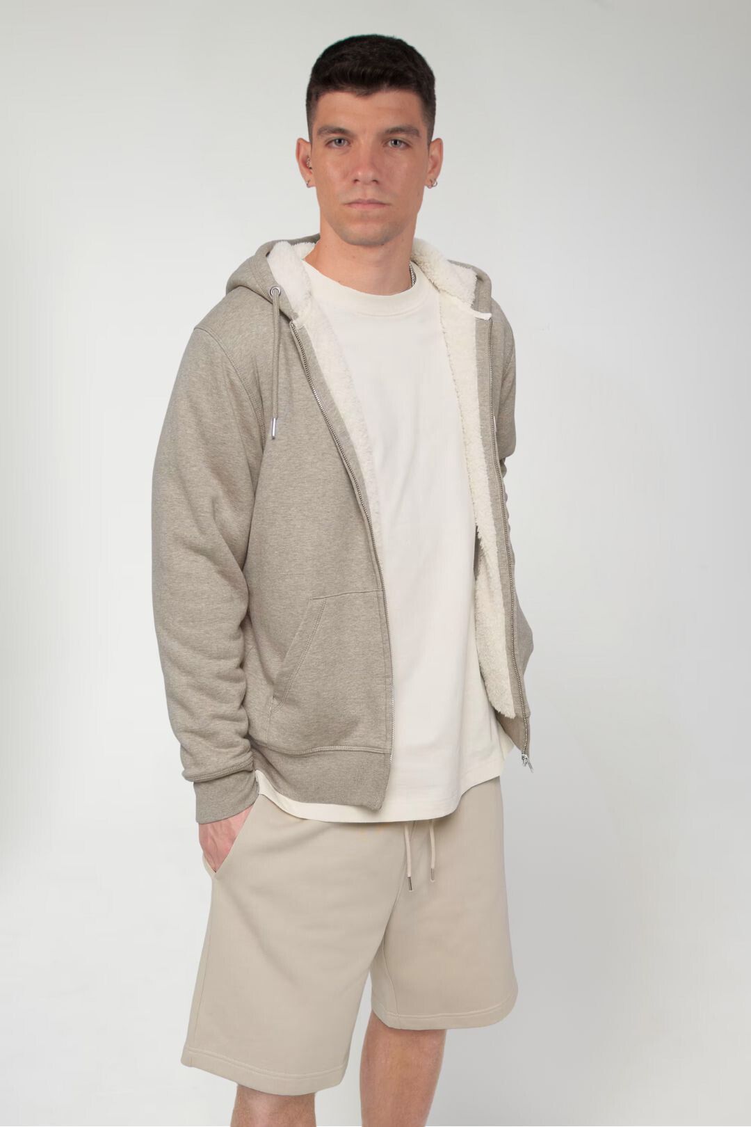 Sherpa hooded jacket - Walnut Heather