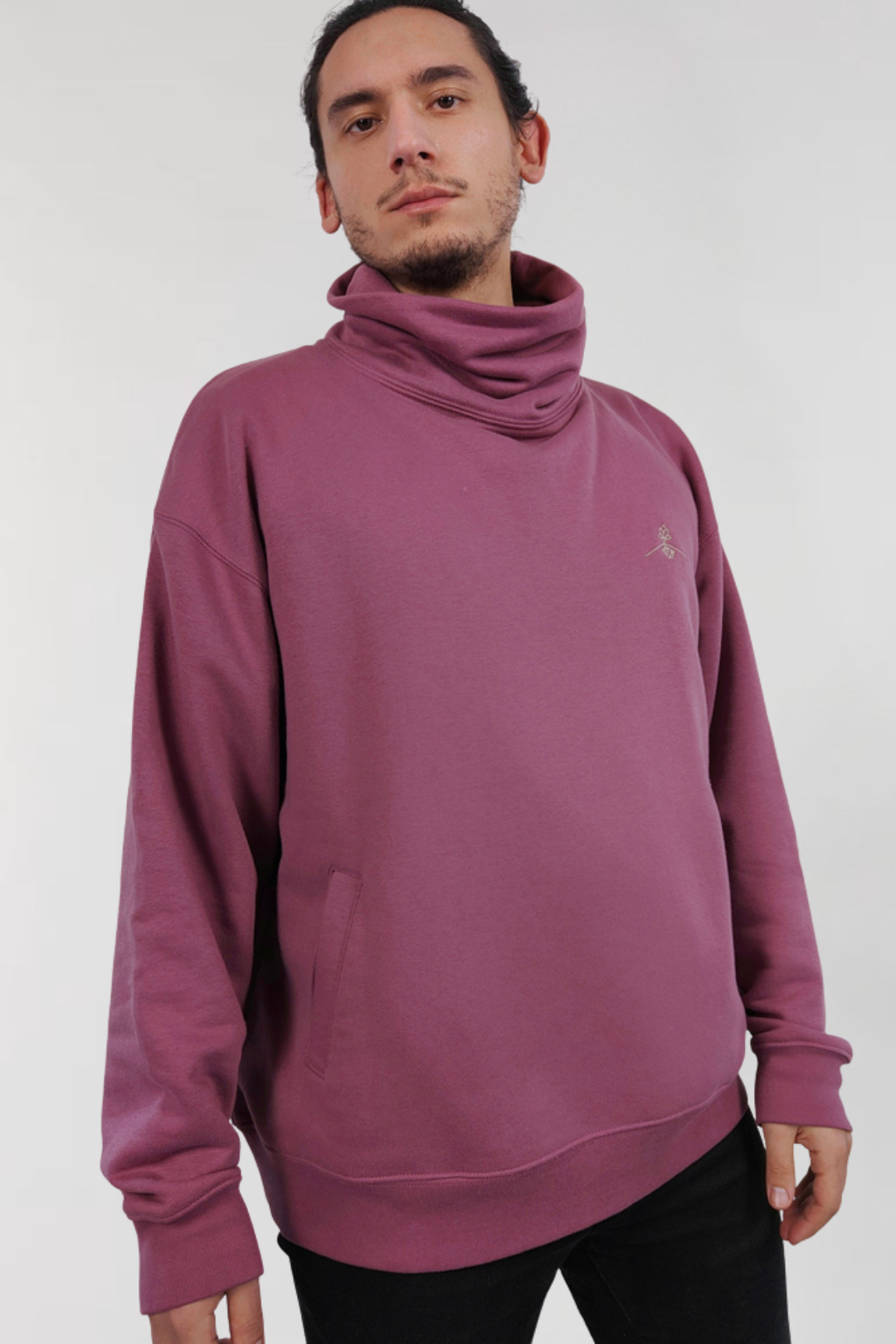 Oversized funnel neck sweatshirt - Malva