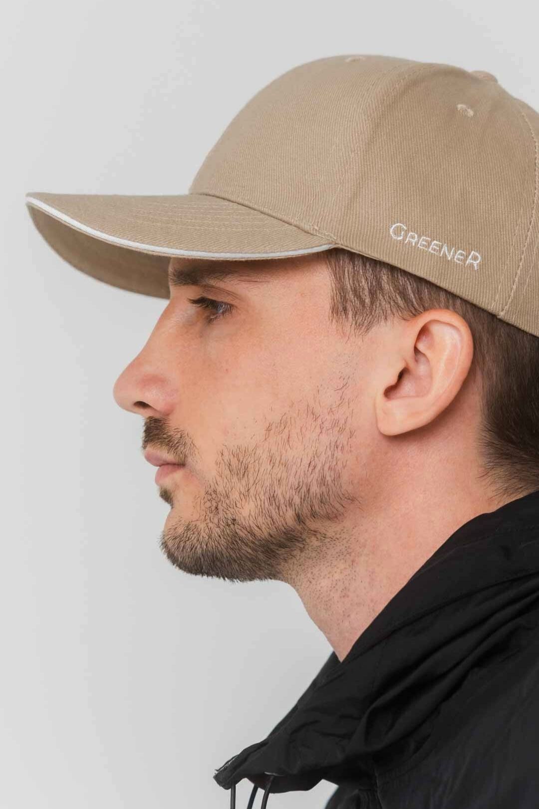 gorra-algodon-organico-arena-perfil-greener