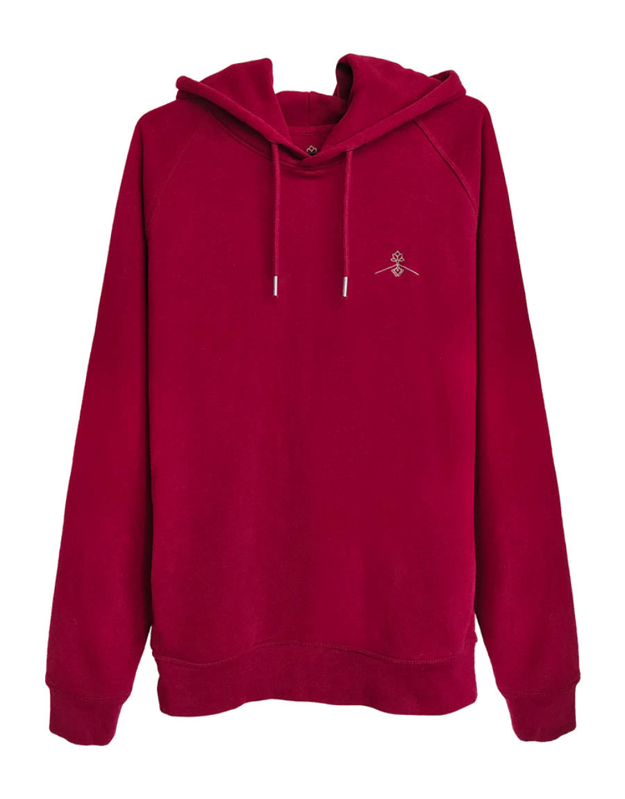 sudadera-capucha-mezcla-algodon-organico-poliester-reciclado-burdeos-Greener