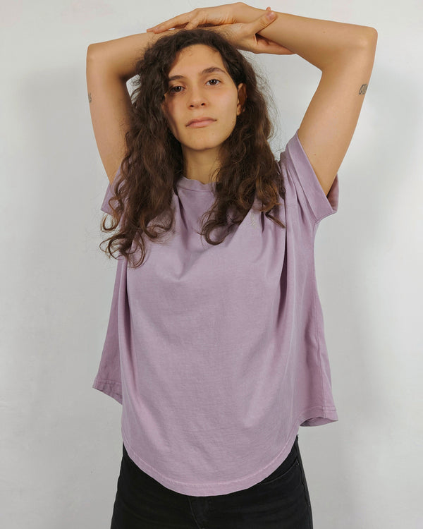 Camiseta oversize manga murciélago - Piedra Lila