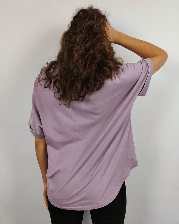 Camiseta oversize manga murciélago - Piedra Lila