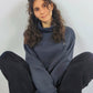 Sudadera cuello chimenea oversize - Tinta India