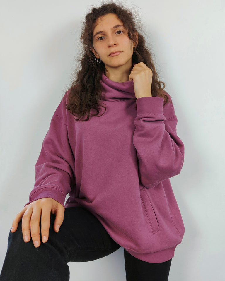 Sudadera cuello chimenea oversize - Malva